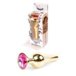 Анальна пробка з рожевим каменем Plug-Jewellery Gold BUTT PLUG-Pink