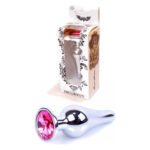 Анальна пробка з рожевим кристалом Plug-Jewellery Silver BUTT PLUG-Pink