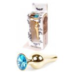 Анальна пробка із нержавіючої сталі з блакитним каменем Plug-Jewellery Gold BUTT PLUG- Light Blue