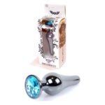 Анальна пробка з нержавіючої сталі з каменем Plug-Jewellery Dark Silver BUTT PLUG-Light Blue