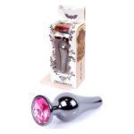 Анальна пробка з нержавіючої сталі з каменем Plug-Jewellery Dark Silver BUTT PLUG-Pink