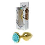 Анальна пробка з блакитною трояндою Plug-Jewellery Gold PLUG ROSE- Light Blue