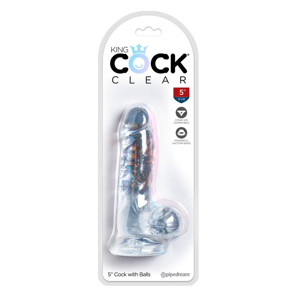 Фалоімітатор реалістичний на присосці Pipedream King Cock з мошонкою, прозорий Фалоімітатор реалістичний на присосці Pipedream King Cock з мошонкою, прозорий
