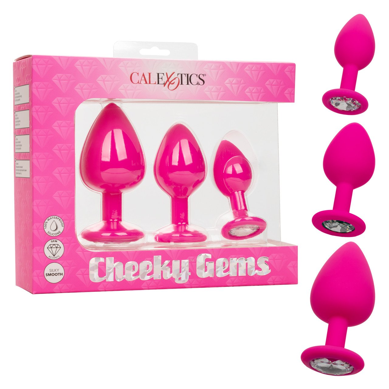 Набір анальних пробок Cheeky Gems 3 розміру, рожеві Набір анальних пробок Cheeky Gems 3 розміру, рожеві