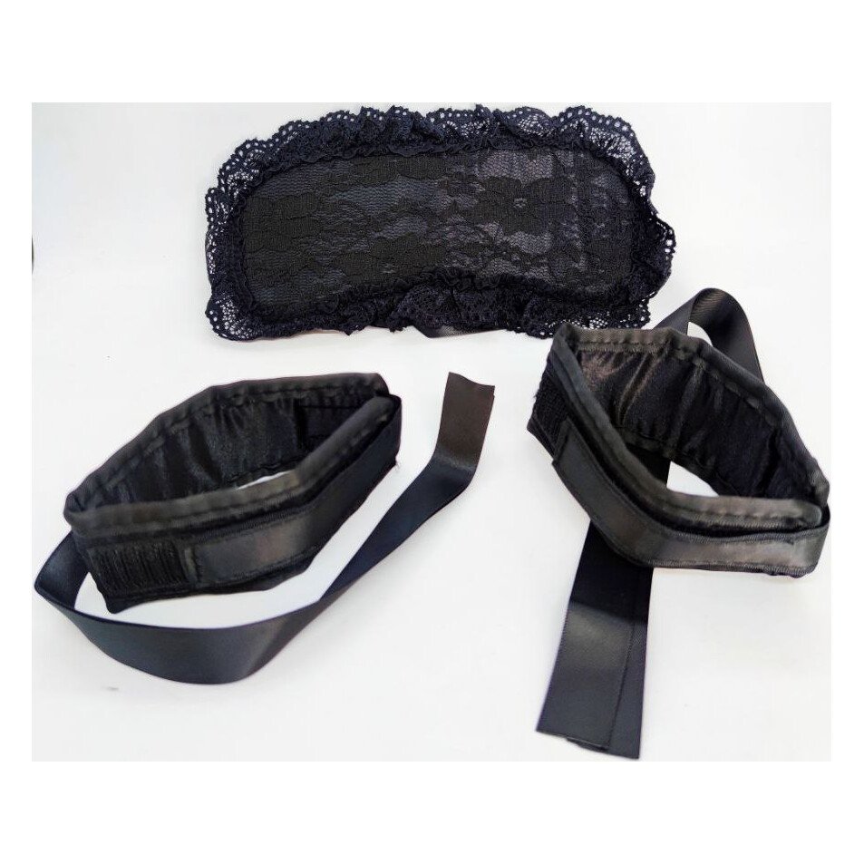 М'які Наручники з пов'язкою на очі DS Fetish Handskaff with blinfold black М'які Наручники з пов'язкою на очі DS Fetish Handskaff with blinfold black