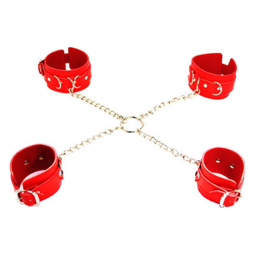Обмежувачі DS Fetish Hogtie restraints with chain red Обмежувачі DS Fetish Hogtie restraints with chain red