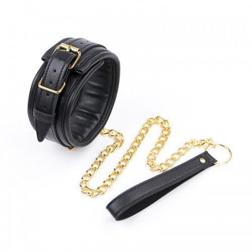 Нашийник з повідцем DS Fetish Collar black with leash Нашийник з повідцем DS Fetish Collar black with leash