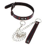 Нашийник з повідцем DS Fetish Collar with heart leash black