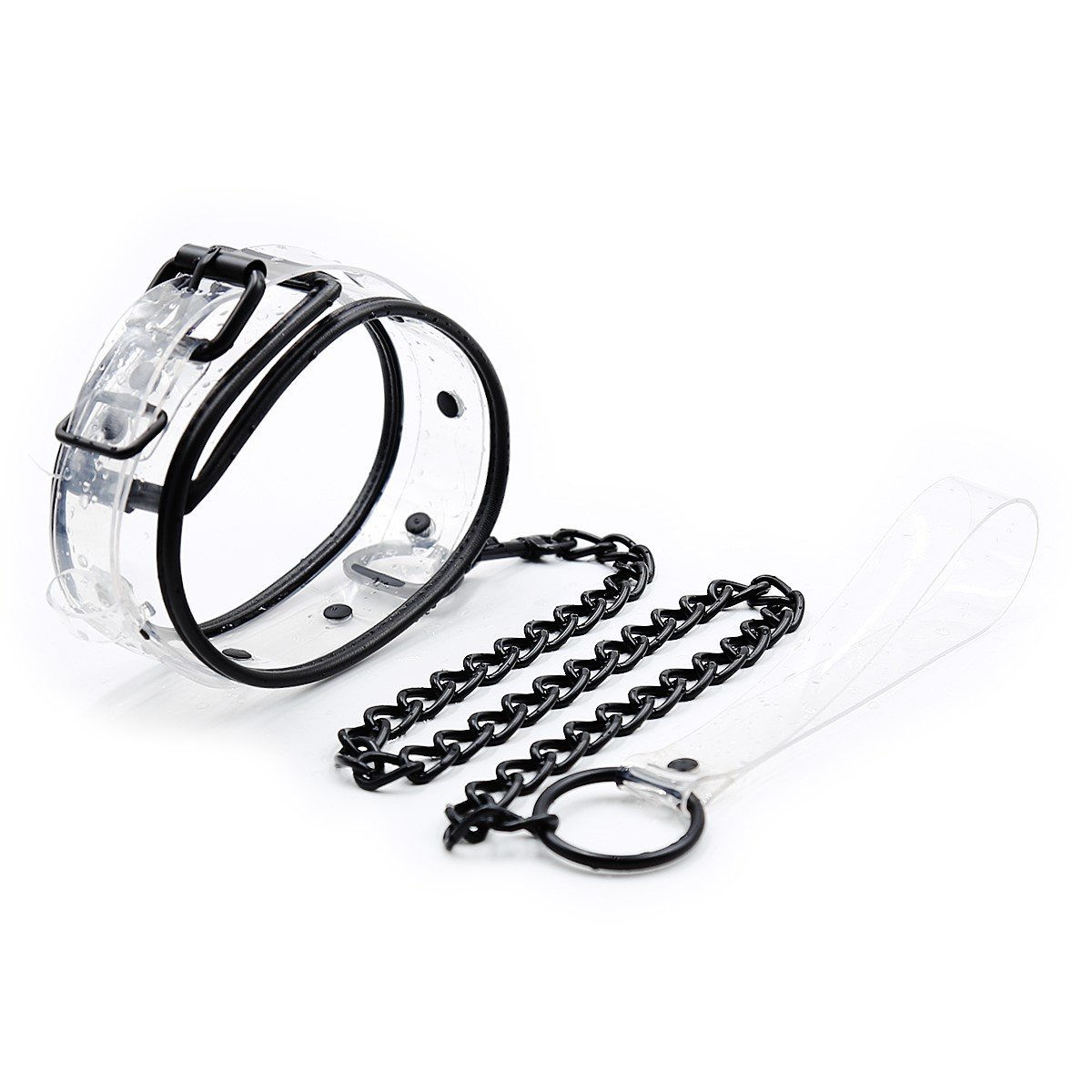 Ошейник с поводком DS Fetish Collar with leash transparent Ошейник с поводком DS Fetish Collar with leash transparent