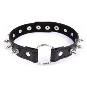 Нашийник з шипами Collar black with metal spikes