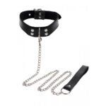 Нашийник широкий з повідцем Taboom Luxury Bondage Essentials чорний