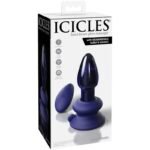 Скляна анальна вібропробка із пультом Pipedream Icicles синя