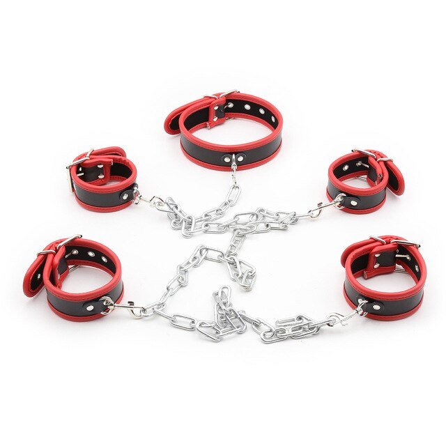 Система фіксації DS Fetish Collar with restraints black/red Система фіксації DS Fetish Collar with restraints black/red