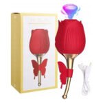 Вакуумний кліторний стимулятор з вібрацією у вигляді троянди Rose Flirting, червоний