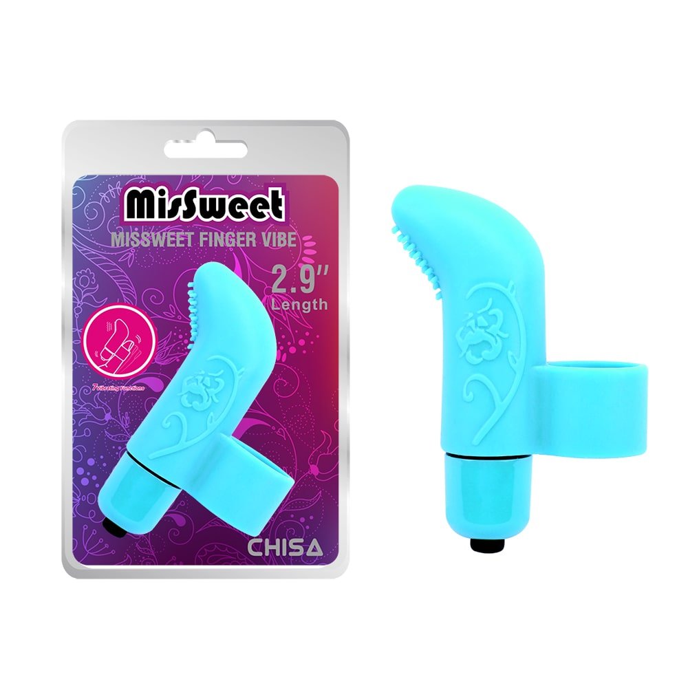 Вібратор на палець із рельєфом Chisa MisSweet Finger Vibe, блакитний Вібратор на палець із рельєфом Chisa MisSweet Finger Vibe, блакитний