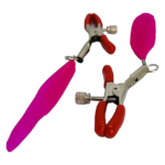 Затискачі на соски DS Fetish Nipple clamps feather L red