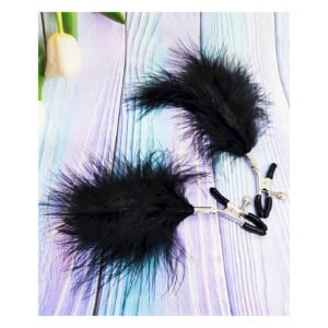 Затискачі на соски DS Fetish Nipple clamps metal feather black