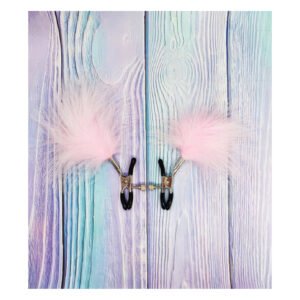 Затискачі на соски DS Fetish Nipple clamps metal feather pink