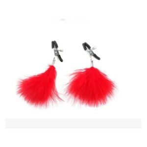 Затискачі на соски DS Fetish Nipple clamps metal feather red