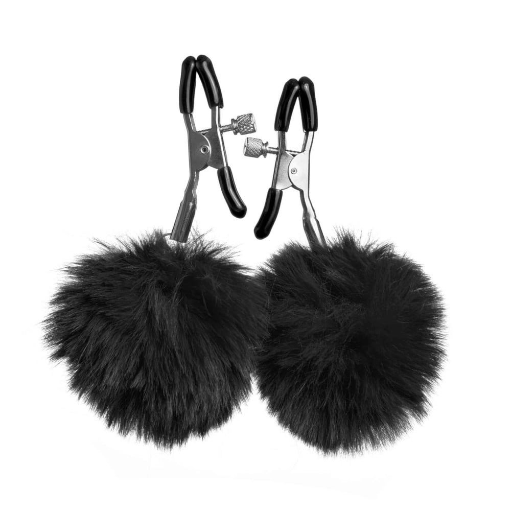 Затискачі на соски DS Fetish Nipple clamps metal poliester black Затискачі на соски DS Fetish Nipple clamps metal poliester black