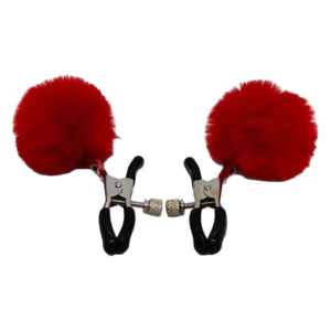 Затискачі на соски DS Fetish Nipple clamps metal poliester red