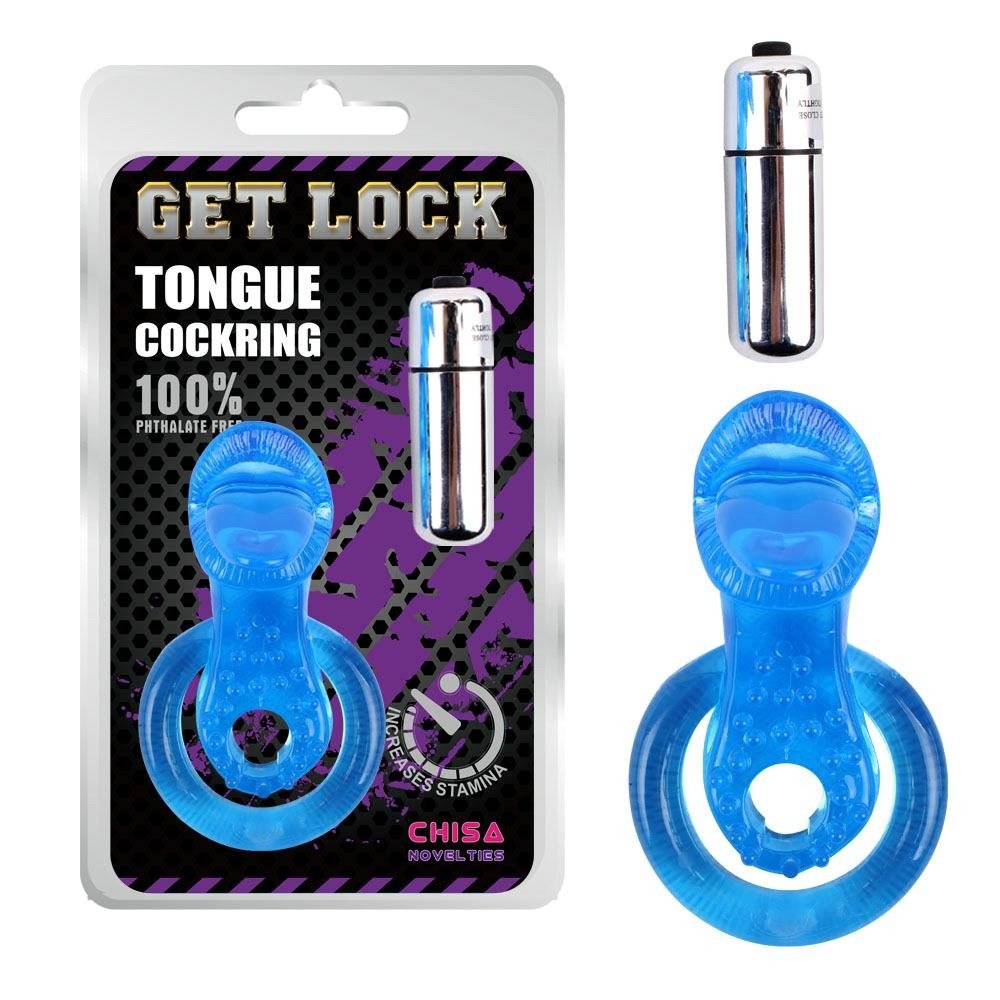 Ерекційне кільце з вібрацією та стимулятором клітора Chisa GET LOCK Cocking, синє Ерекційне кільце з вібрацією та стимулятором клітора Chisa GET LOCK Cocking, синє