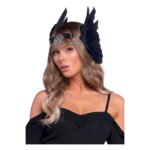 Пов’язка на голову з крилами Leg Avenue Feather headband Black, пір’я та натуральна шкіра