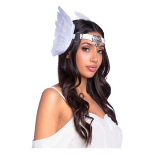 Пов’язка на голову з крилами Leg Avenue Feather headband White, пір’я та натуральна шкіра
