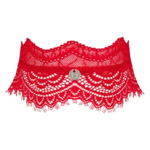 Широкий мереживний чокер Obsessive Bergamore choker, red