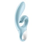 Вібратор-кролик Satisfyer Love Me Blue, гнучкий, відросток з потрійним кінчиком
