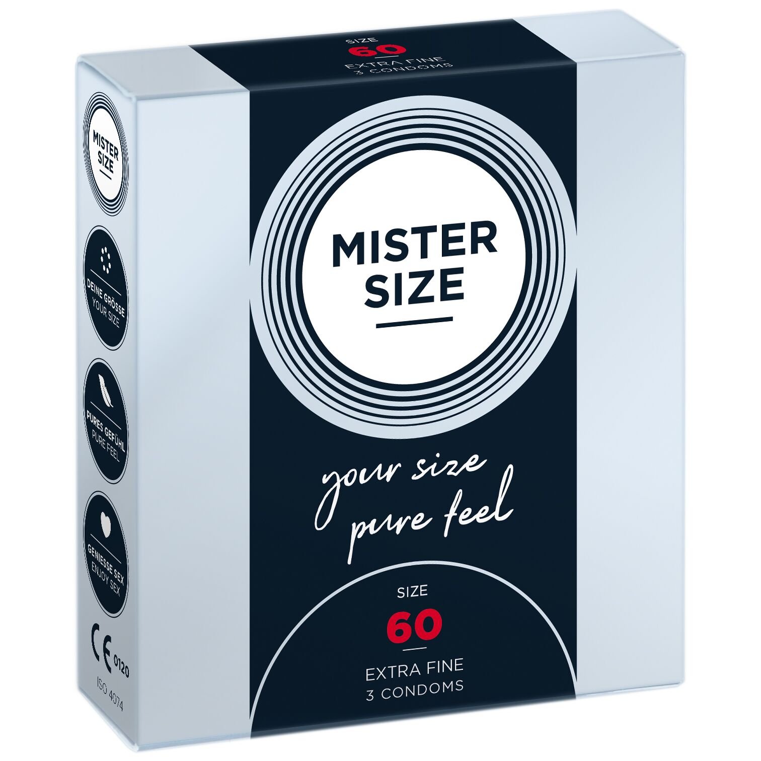 Презервативи латексні Mister Size 60 мм ультра тонкі (ціна за упаковку, 3 шт.) Презервативи латексні Mister Size 60 мм ультра тонкі (ціна за упаковку, 3 шт.)