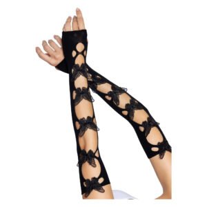 Мітенки Leg Avenue Butterfly applique arm warmers Black, метелики
