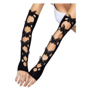 Мітенки Leg Avenue Butterfly applique arm warmers Black, метелики