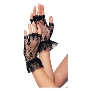 Короткі рукавички-гловелети Leg Avenue Wrist length fingerless gloves, One Size, чорні, сітка