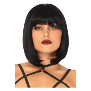 Коротка перука каре з чубчиком Leg Avenue Short natural bob wig, чорна