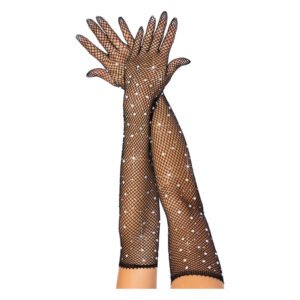 Довгі сітчасті рукавички Leg Avenue Rhinestone opera length gloves, з камінням, One Size