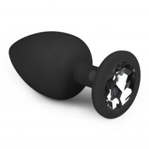Анальна пробка із кристалом Easytoys, силіконова, чорна, 10 х 4 см