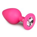 Анальна пробка із кристалом Easytoys, силіконова, рожева, 8.5х3.3 см