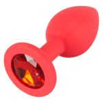 Анальна пробка You2Toys із силікону з каменем, червона, S