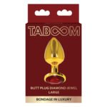 Анальний корок металевий золотистий L Butt Plug With Diamond Jewel Taboom