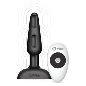 Анальна пробка із 3 моторами B-Vibe - Trio Remote Control Butt, чорна