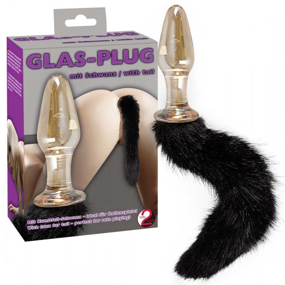 Анальна скляна пробка You2Toys Glass Plug з пухнастим хвостом Анальна скляна пробка You2Toys Glass Plug з пухнастим хвостом