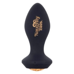 Анальна пробка з вібрацією Naughty Bits CalExotics, із кристалом, силіконова, чорна, 10.7 х 3.2