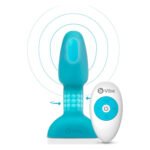 Анальна пробка з вібрацією і кульками, що обертаються Rimming Petite B-Vibe, з пультом, бірюзова