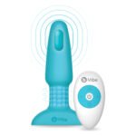 Анальна пробка з вібрацією та імітацією риммінгу b-Vibe Rimming Plug 2, блакитна