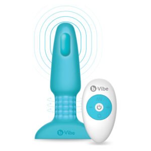 Анальна пробка з вібрацією та імітацією риммінгу b-Vibe Rimming Plug 2, блакитна