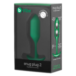 Анальна пробка із зміщеним центром ваги B-Vibe Snug Plug 2, силіконова, зелена