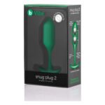 Анальна пробка із зміщеним центром ваги B-Vibe Snug Plug 2, силіконова, зелена