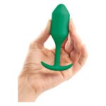 Анальна пробка із зміщеним центром ваги B-Vibe Snug Plug 2, силіконова, зелена