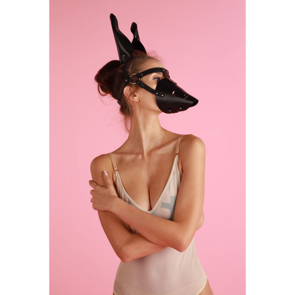 Маска Doberman MLA5 Candy Hero зі шкіри, ручна робота, чорна Маска Doberman MLA5 Candy Hero зі шкіри, ручна робота, чорна